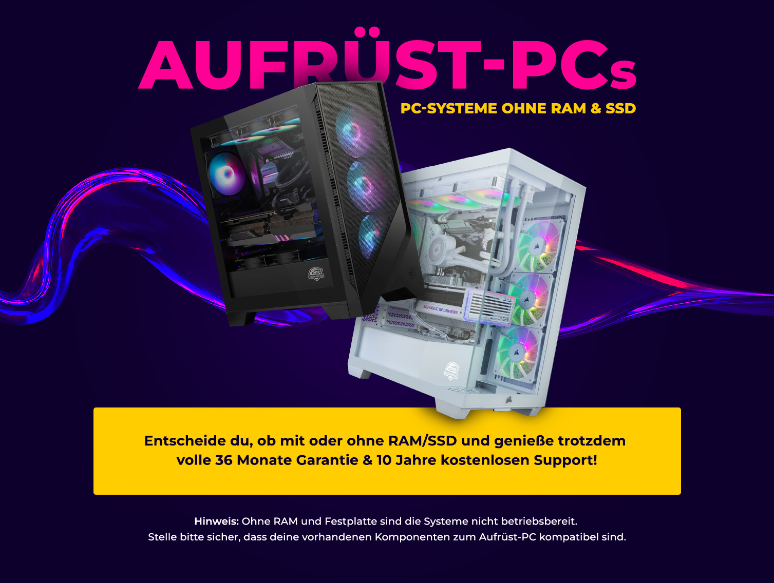 Aufrüst PCs - Gaming PCs ohne RAM & SSD