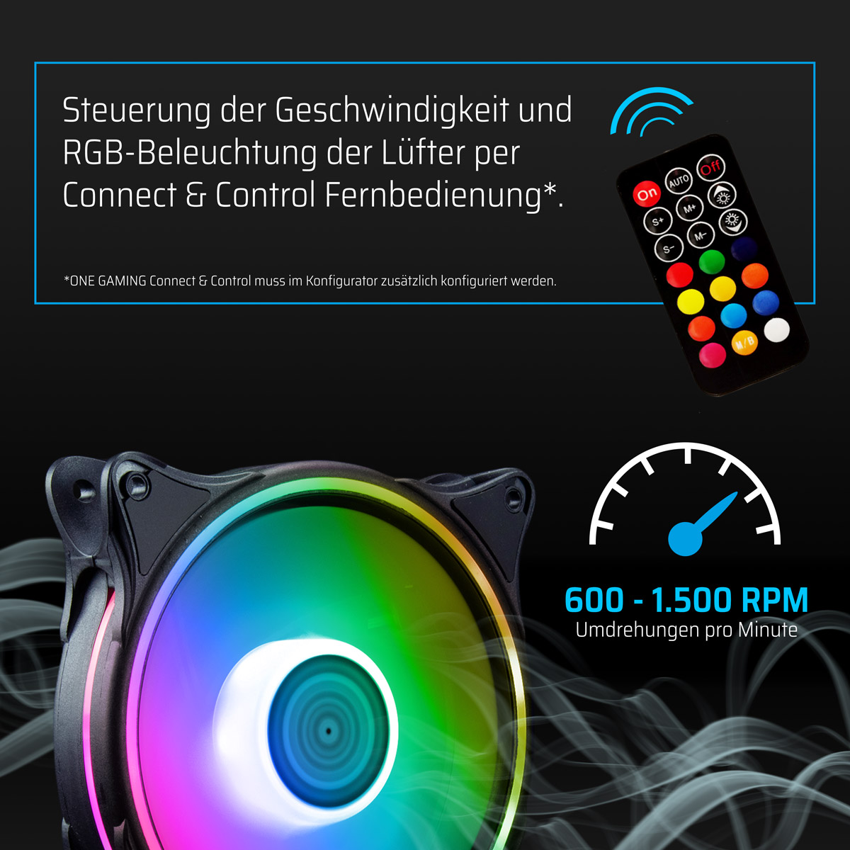 RGB-Lüfter One Gaming IN&OUT mit steuerbarer Beleuchtung