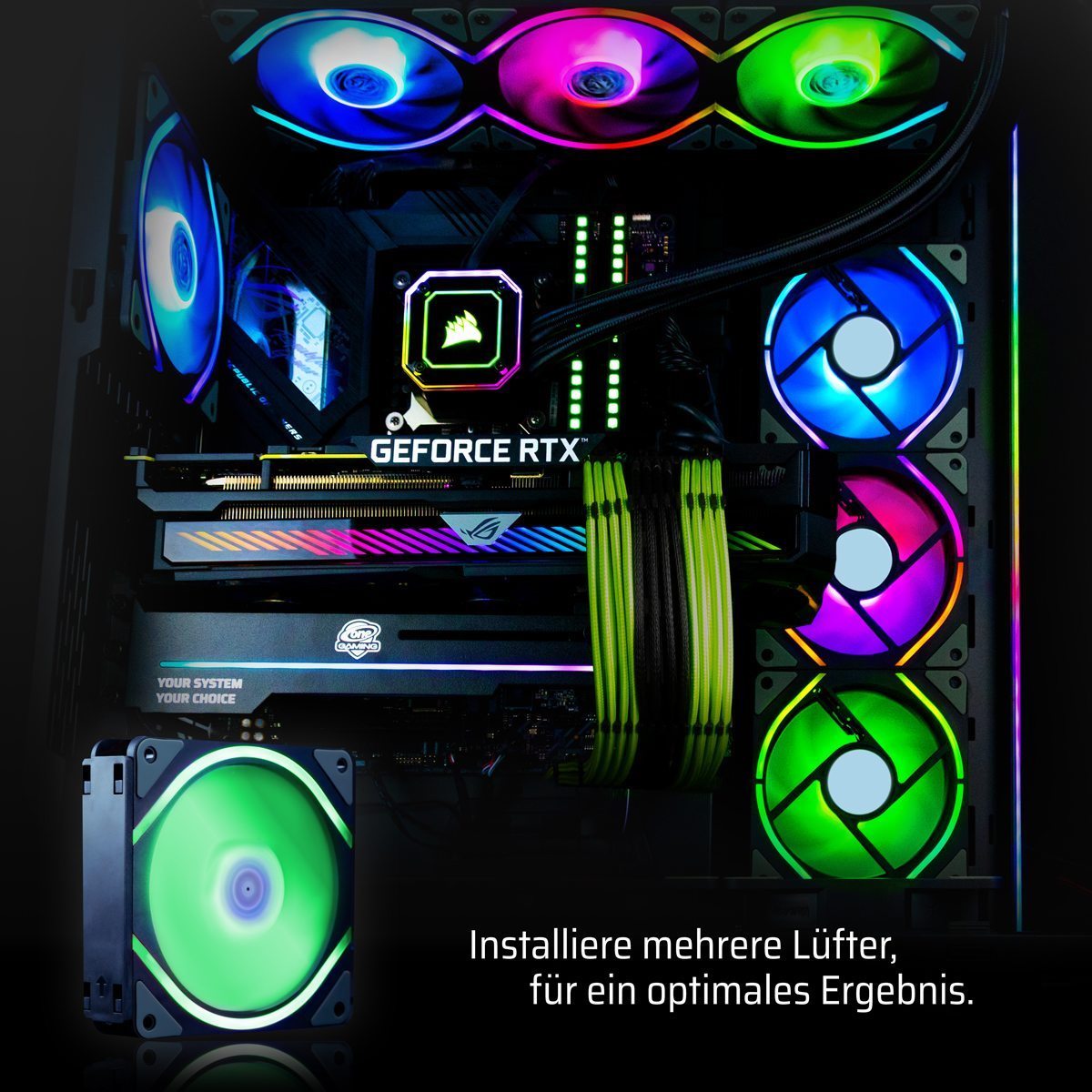 RGB-Lüfter ONE GAMING Angel Eyes 12 black inkl. Connect Modul