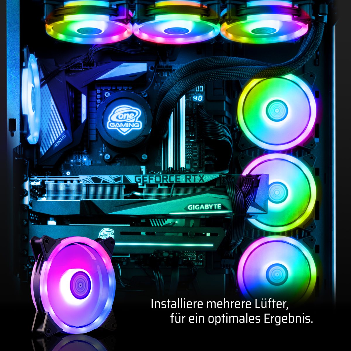 RGB-Lüfter One Gaming Double Ring 14 mit steuerbarer Beleuchtung