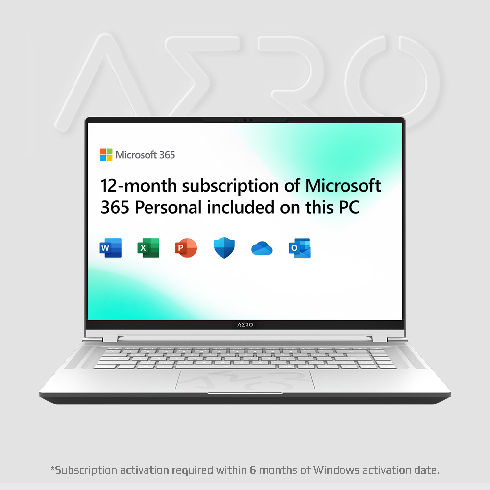 GIGABYTE AERO 16 - 12 Monate kostenloses Microsoft 365 inklusive